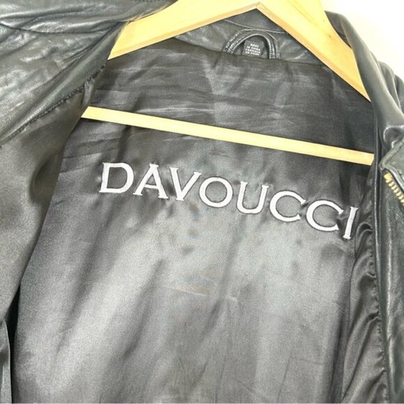 VINTAGE Davoucci Bomber Biker Genuine Leather Jacket XL - Picture 8 of 10